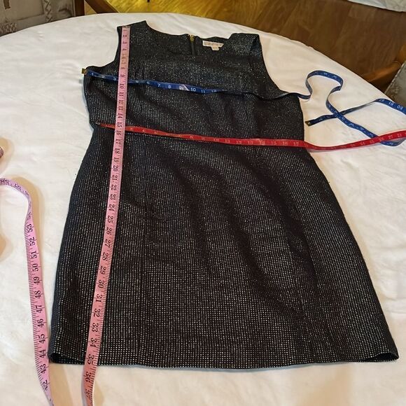 Michael Michael Kors Dress Sz 12 Navy Gold Sparkle Scoop Neck Sleeveless Midi - Picture 13 of 13